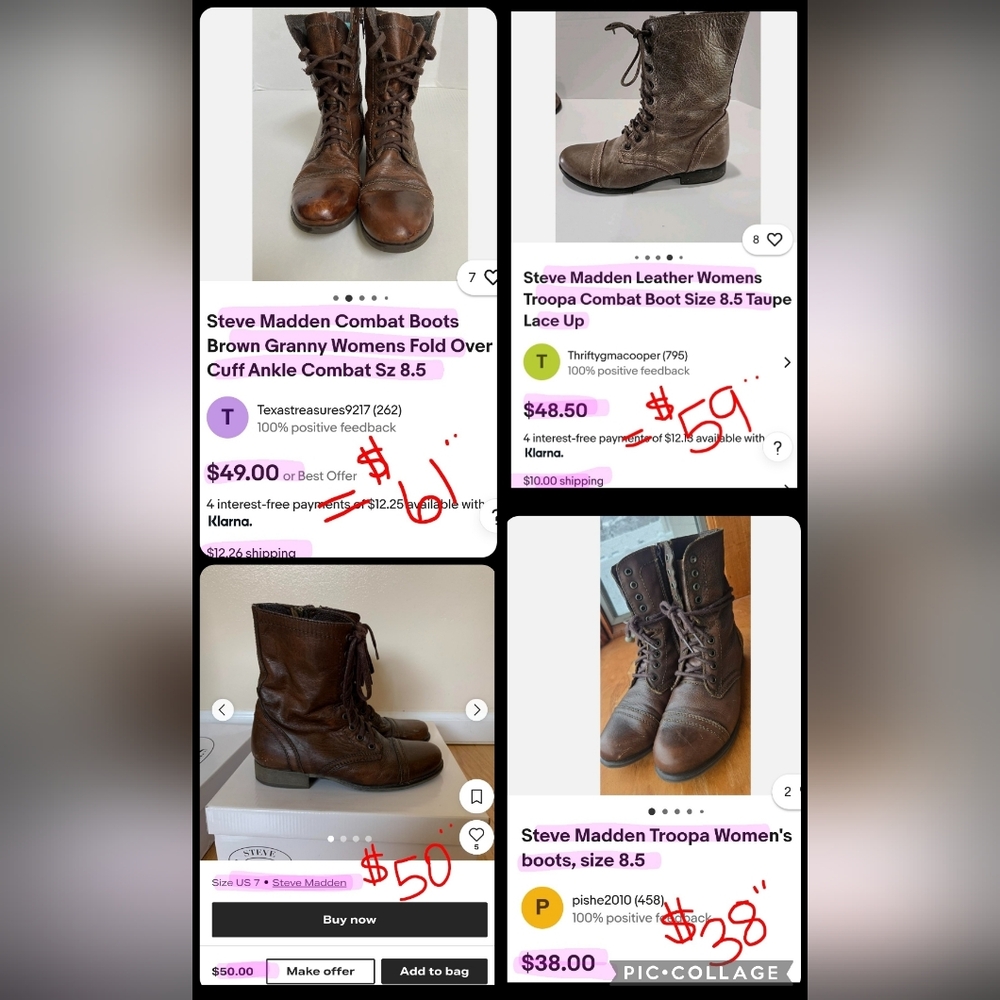 Vtg Steve Madden Lace Up Troopa Boots - Great Condition! 8.5M - Picture 9 of 10